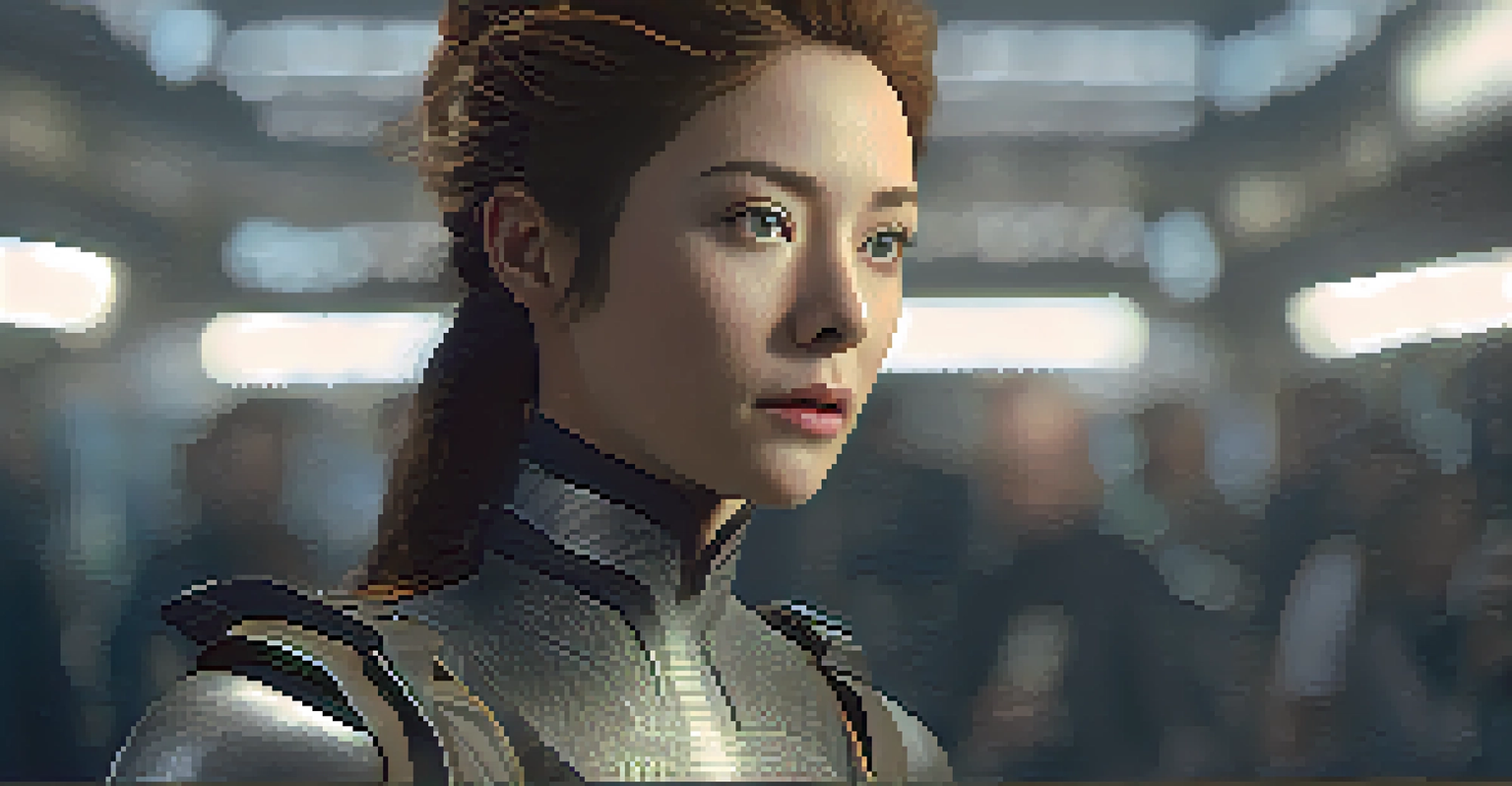 A detailed close-up of a digital character with realistic textures and expressions.