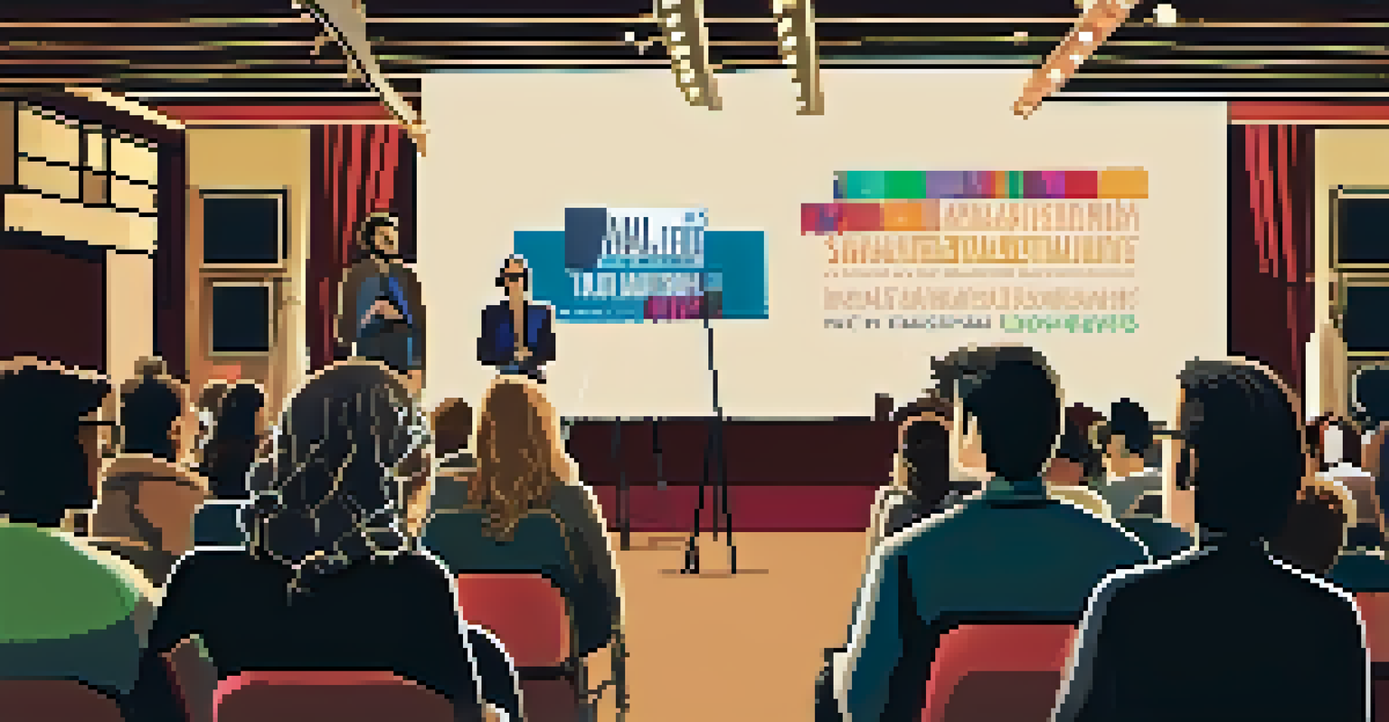 A panel discussion at a film festival with experienced filmmakers speaking to an attentive audience.