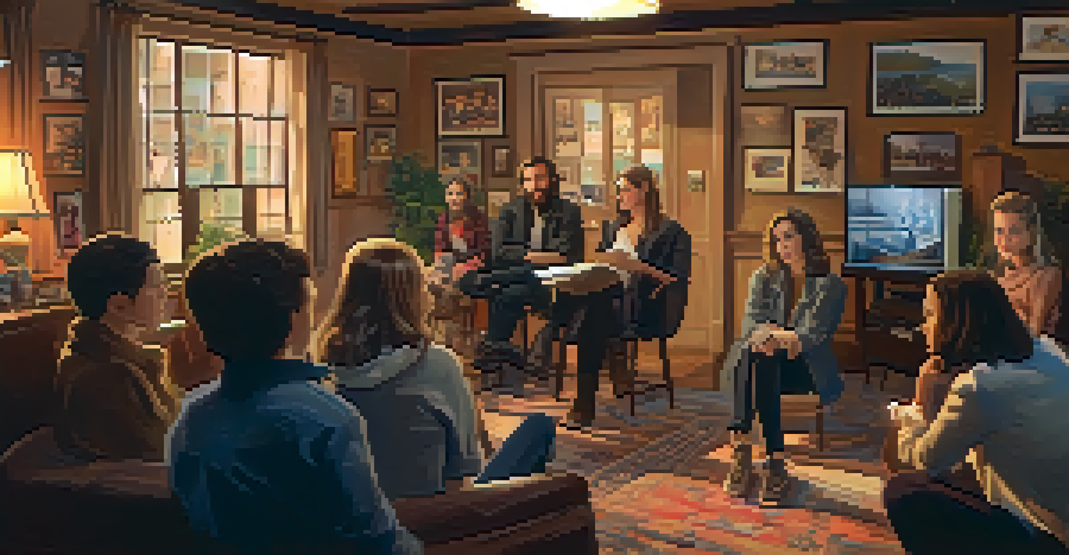 A celebrity shares stories with fans on a film set, surrounded by equipment and a warm, inviting atmosphere.