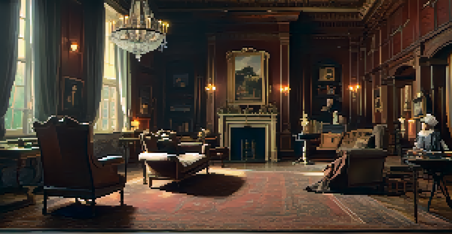 A film set with actors in Victorian-era costumes engaged in a dramatic scene.