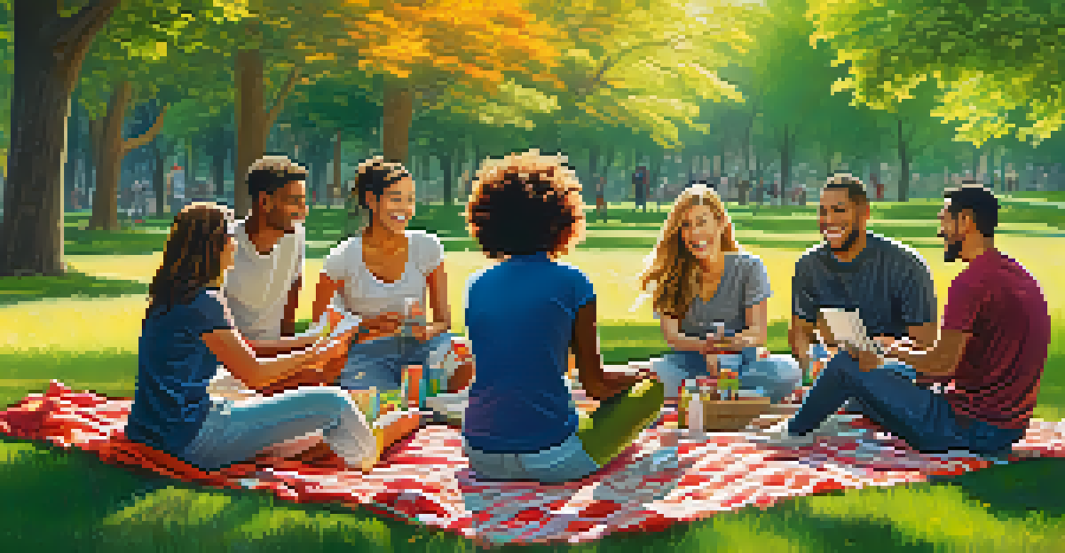 Creative professionals participating in a team-building activity in a sunny park, surrounded by greenery and enjoying collaborative exercises.