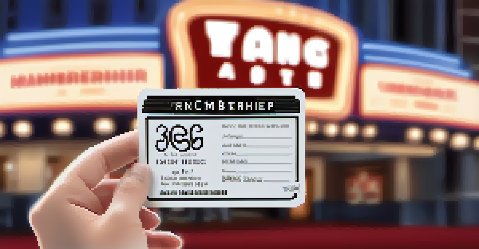 A close-up of a SAG membership card held in an actor's hand, with a blurred movie theater marquee in the background.