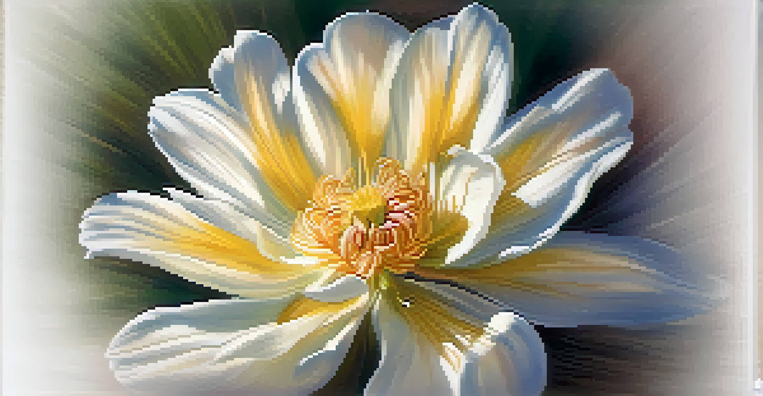 A close-up of a delicate flower in full bloom with vibrant colors and intricate details.