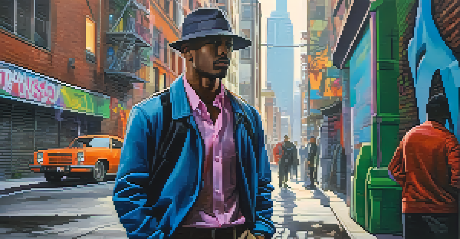 A classic character reimagined in modern attire in an urban setting with graffiti, exuding determination.