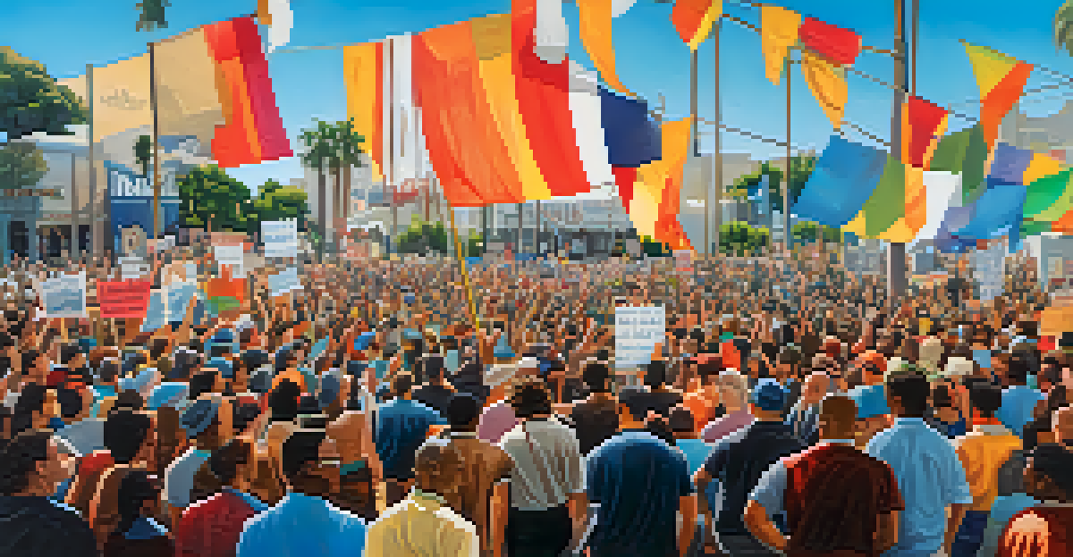 A protest rally outside a film studio with individuals advocating for ethical practices in Hollywood.