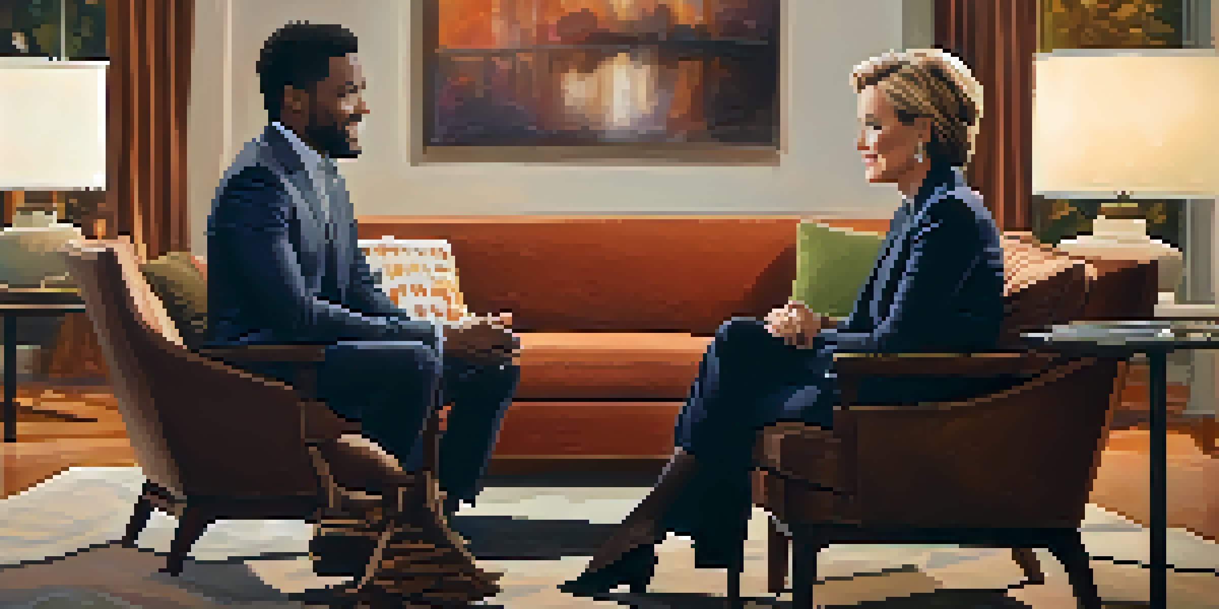 A celebrity being interviewed in a cozy living room setting, with soft lighting and a warm atmosphere.