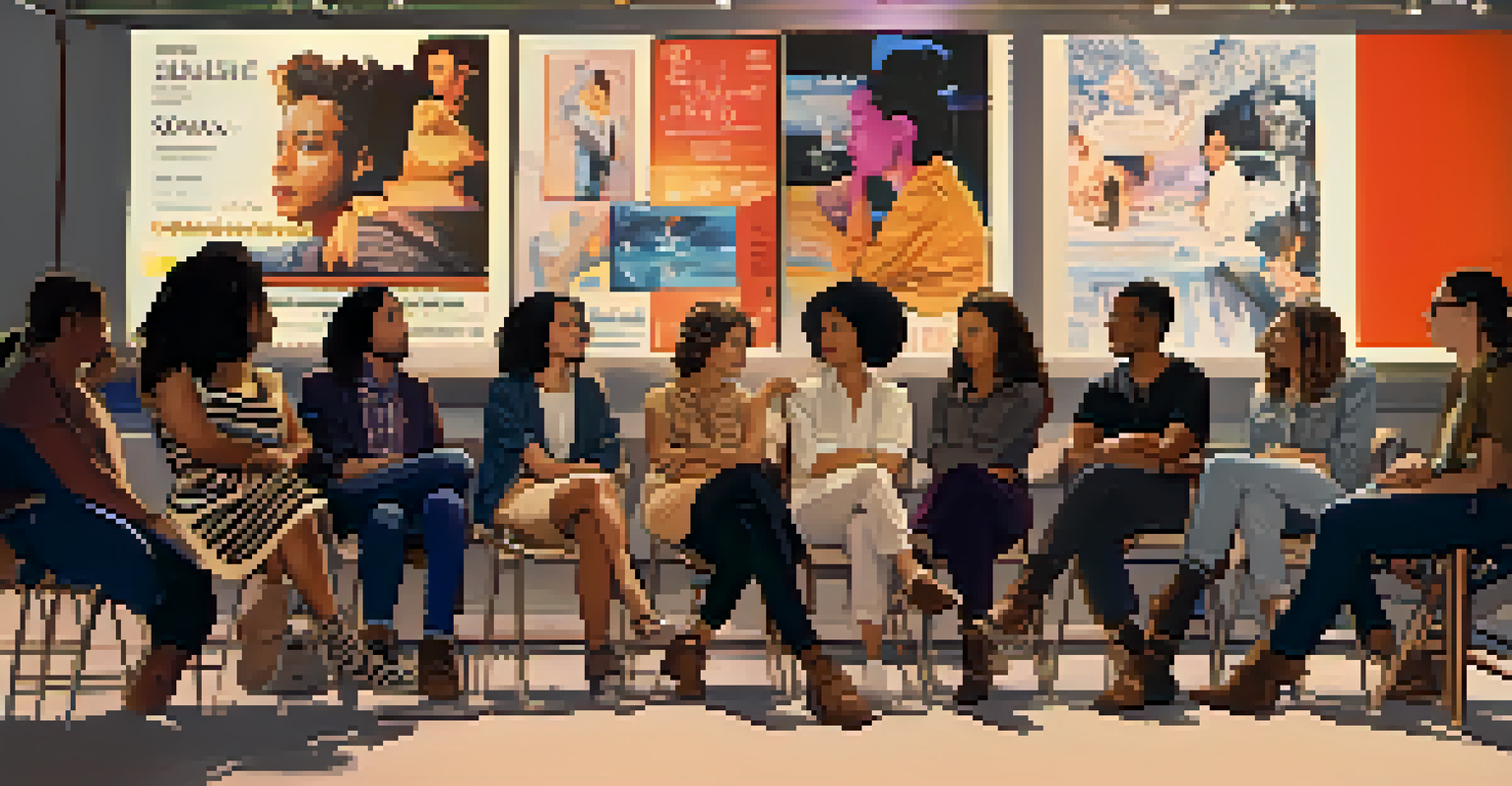 A panel discussion at a film festival featuring diverse filmmakers sharing insights with an engaged audience.
