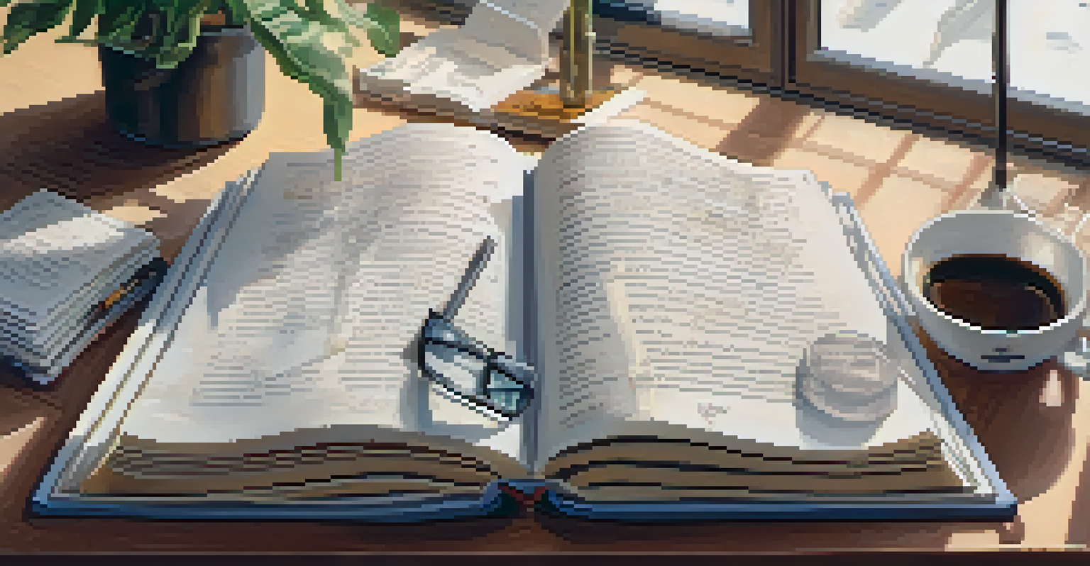 An open book with handwritten notes about political activism, surrounded by personal items like glasses and a coffee cup, illuminated by soft sunlight.