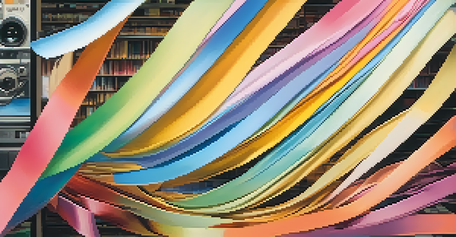 An artistic depiction of seamless cuts in video editing, represented by a flowing ribbon transitioning through various scenes and emotions, set against a warm gradient background.