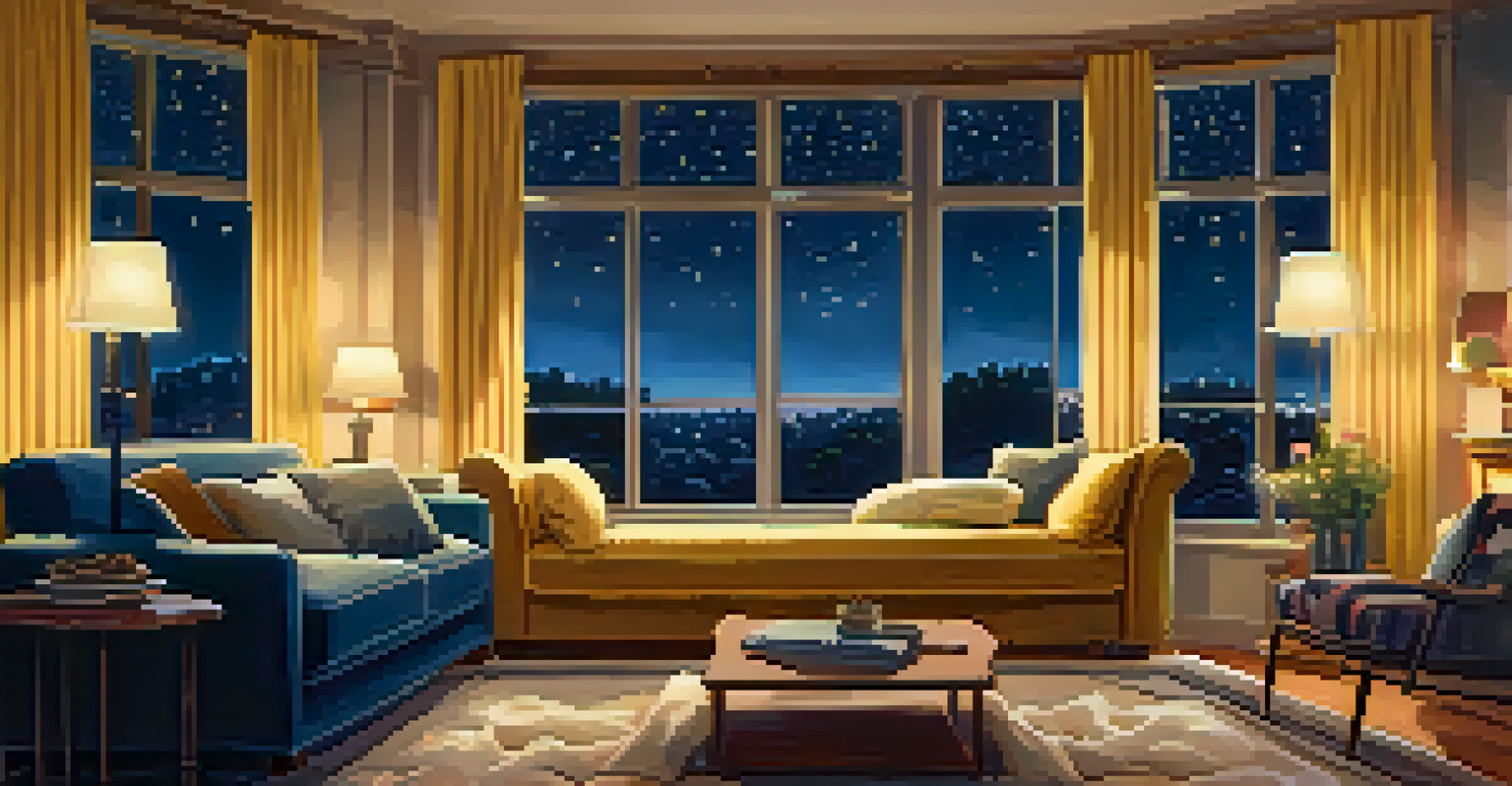 A cozy living room with a sofa, popcorn, and a movie screen showing a romantic comedy.