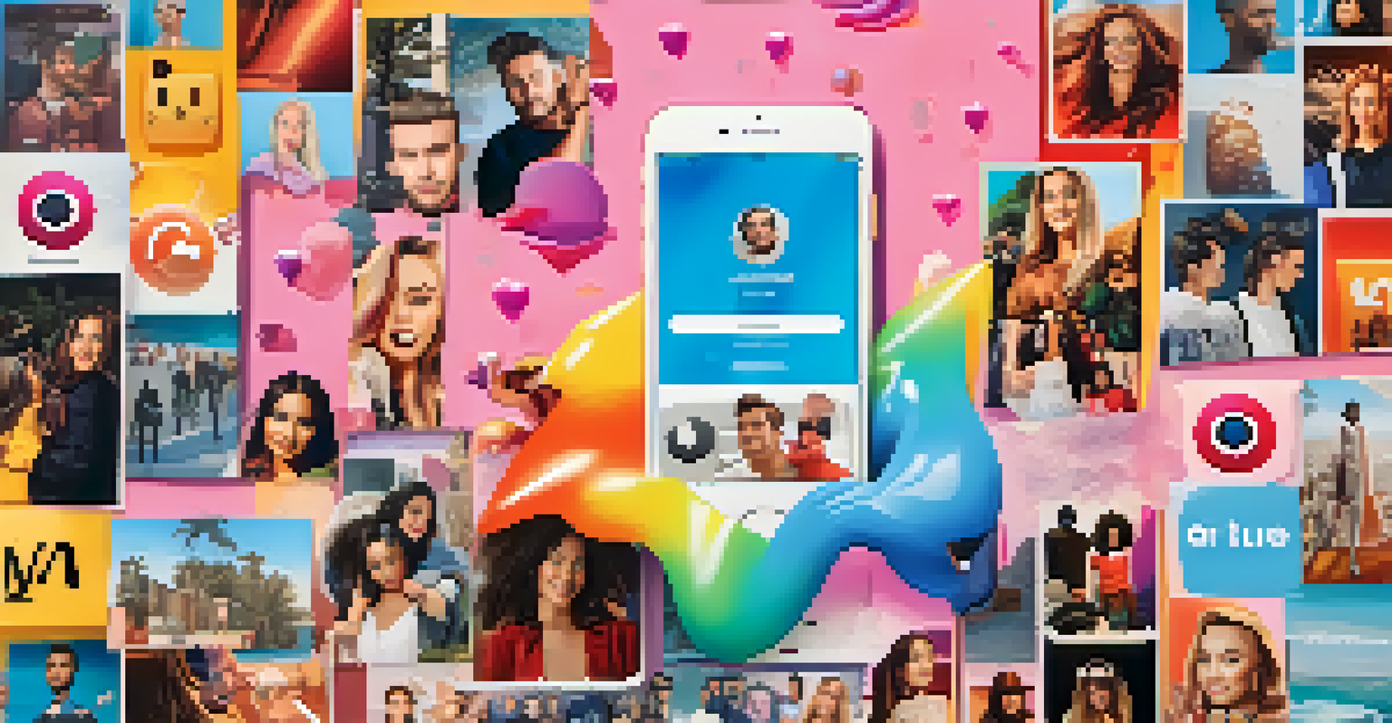 A digital marketing campaign collage showcasing social media icons and influencers promoting a Hollywood film, set against a colorful background.