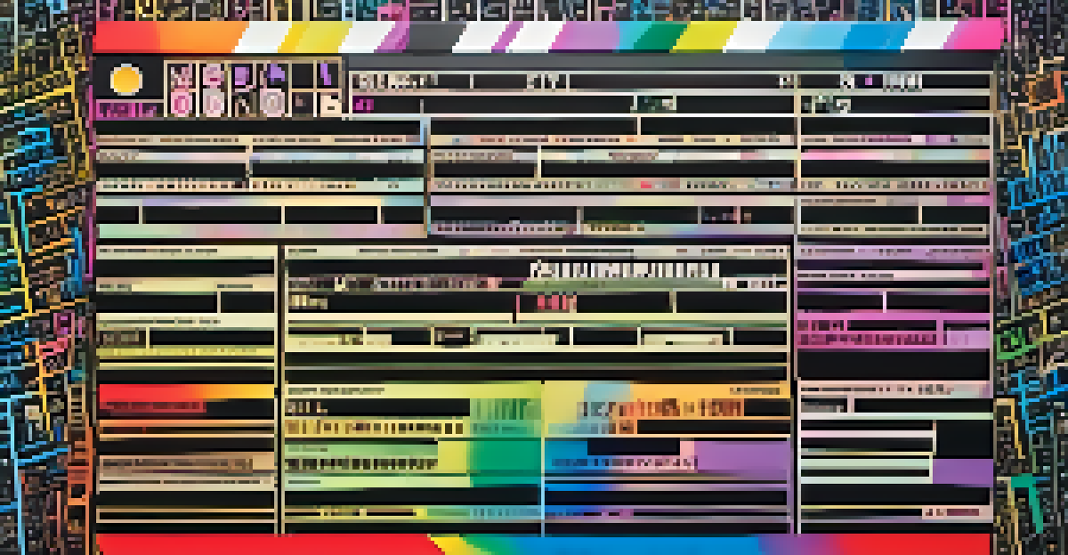 A film clapperboard surrounded by colorful scripts, symbolizing diversity in screenwriting.