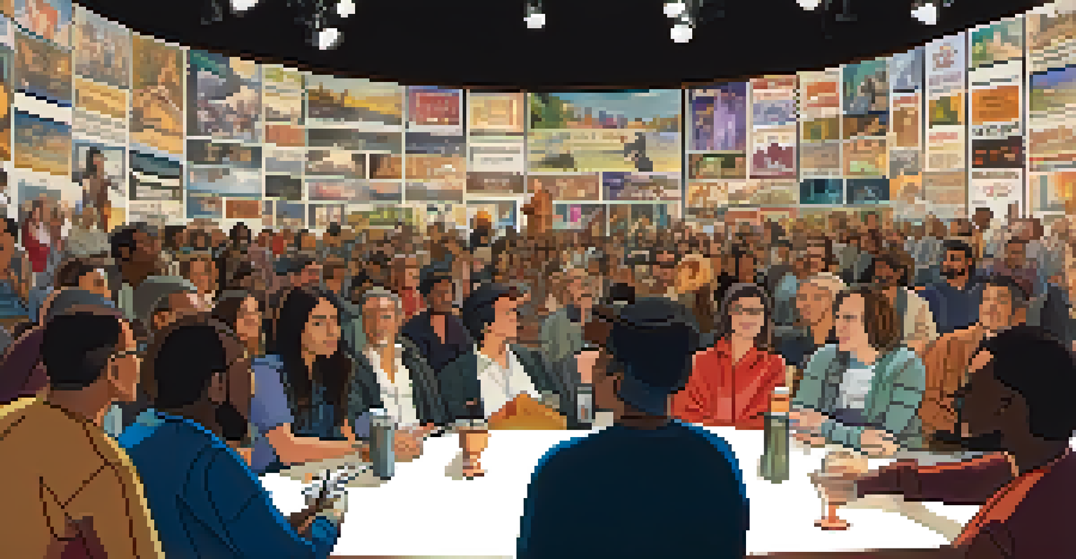 A panel discussion with diverse filmmakers at a film festival, engaging with an attentive audience.