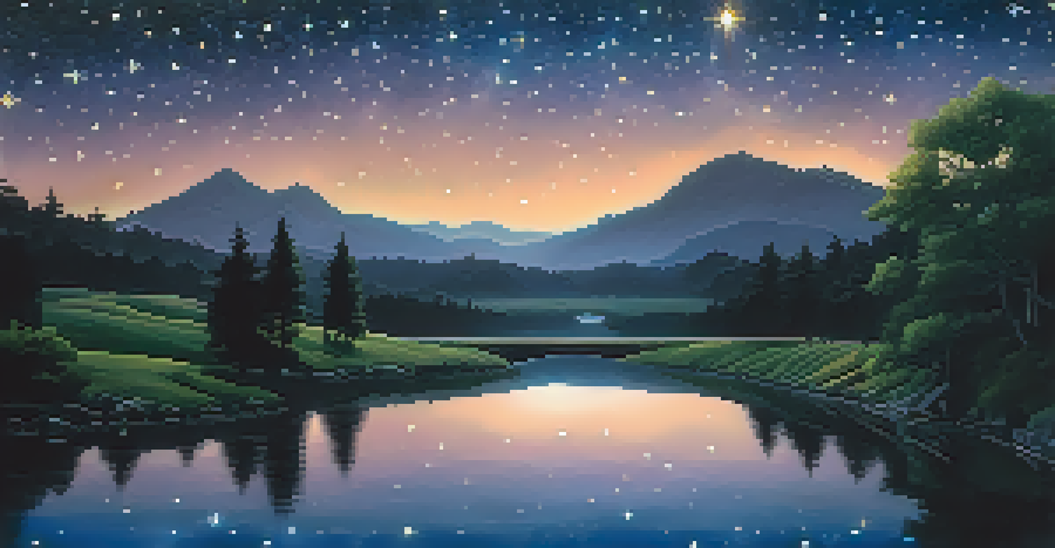 A person standing on a bridge over a river, surrounded by a starry sky, reflecting the cosmos.
