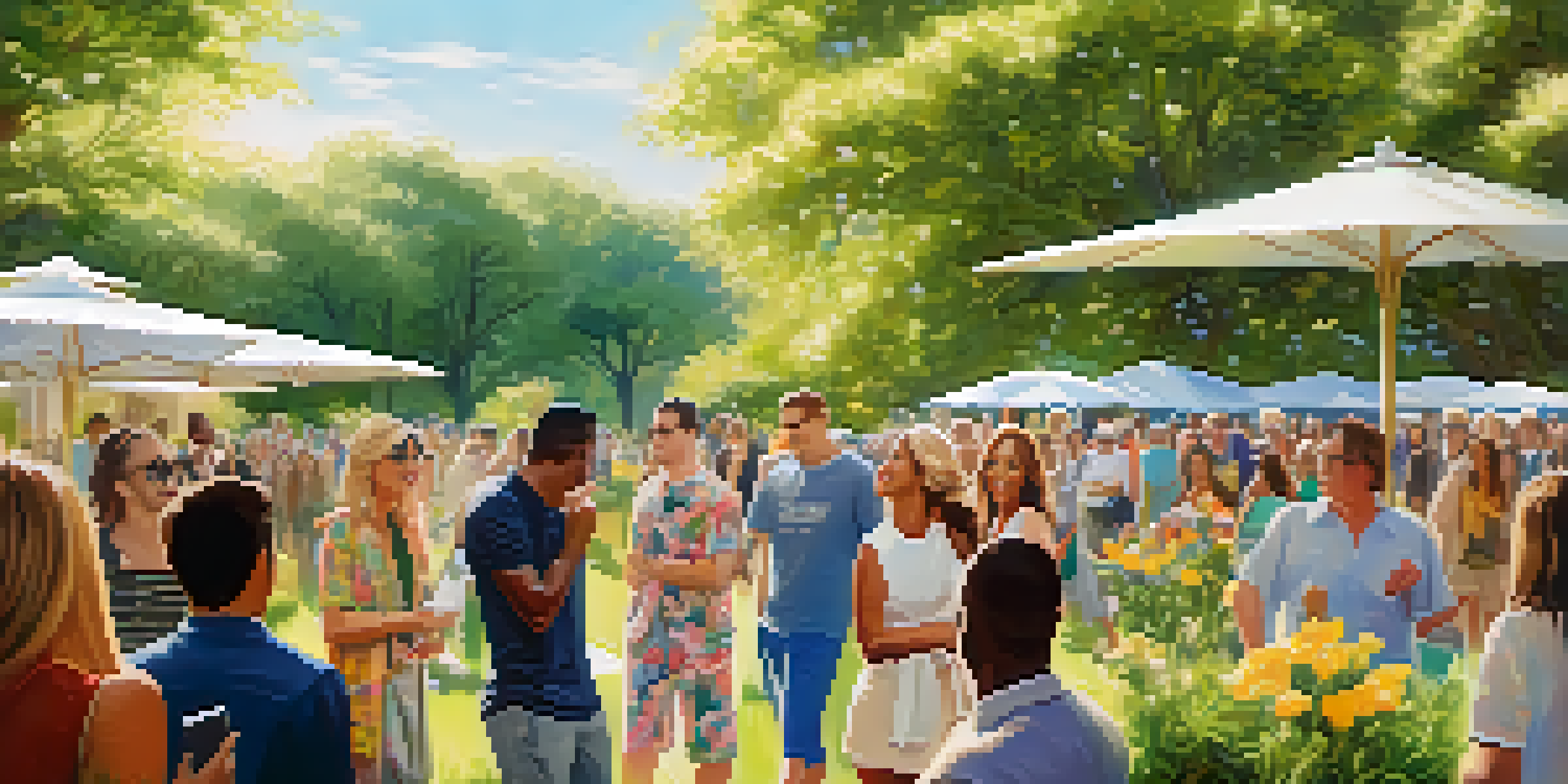 A celebrity smiling and interacting with diverse fans in a lush green park during a charity event.