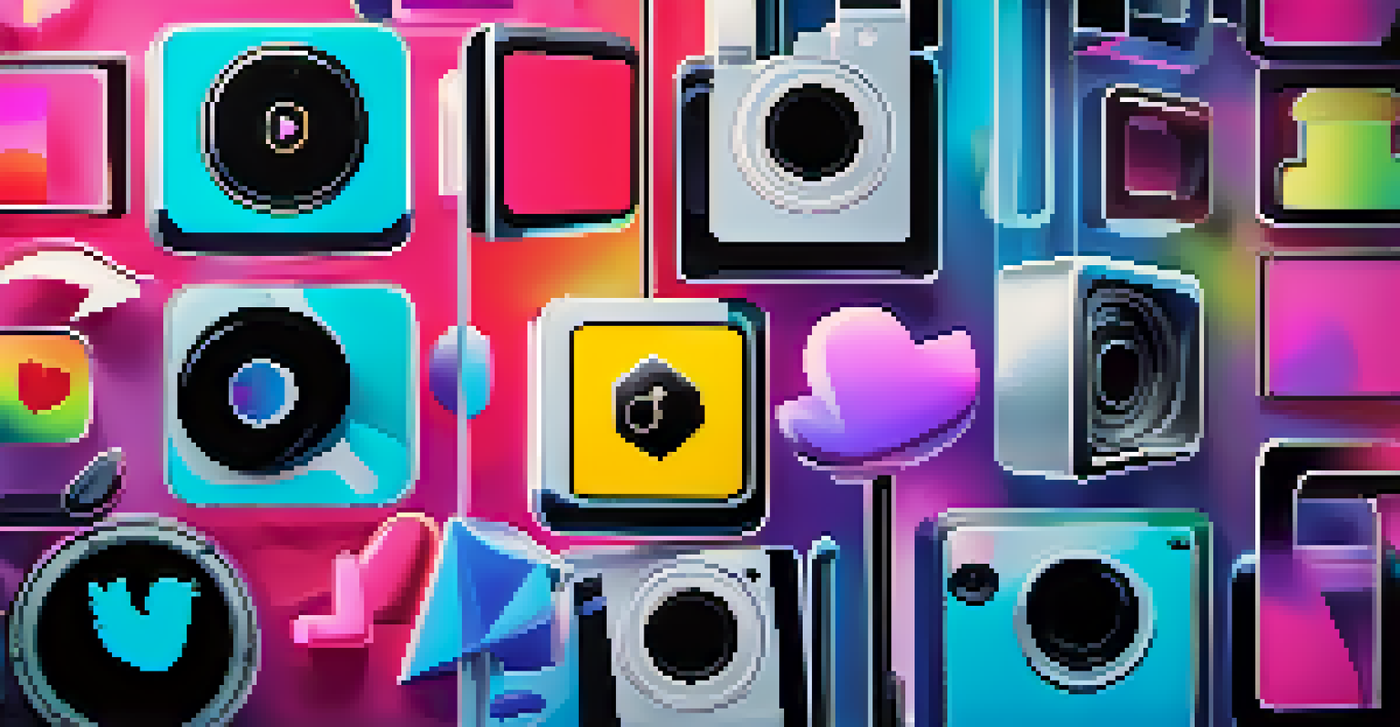 A film reel surrounded by vibrant social media icons, showcasing the connection between social media and film marketing.