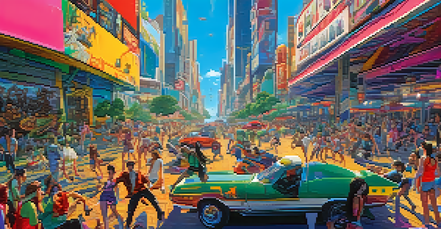 A split-screen image showing a colorful video game world on one side and its more dramatic film adaptation on the other.