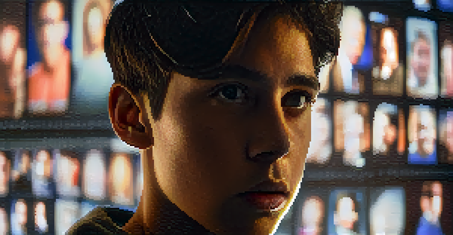 A close-up of a young person deeply engaged in watching a political film, their face illuminated by the screen's light, reflecting emotion and thought.