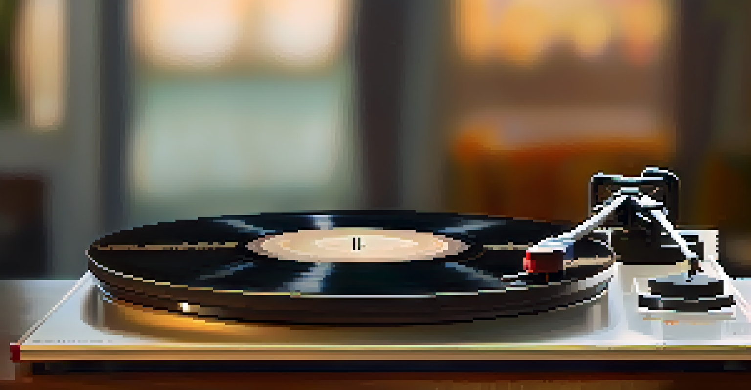 A close-up of a vintage vinyl record on a turntable, with musical notes around it, highlighting an iconic film soundtrack.
