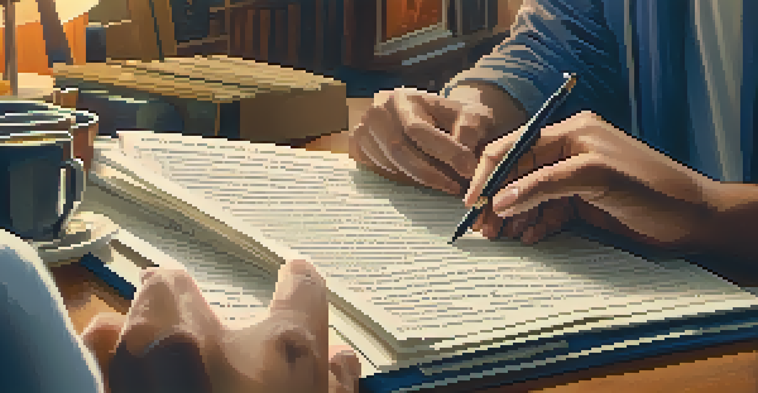 A filmmaker's hands holding a highlighted script, surrounded by images of diverse actors, showcasing the creative process of inclusive storytelling.