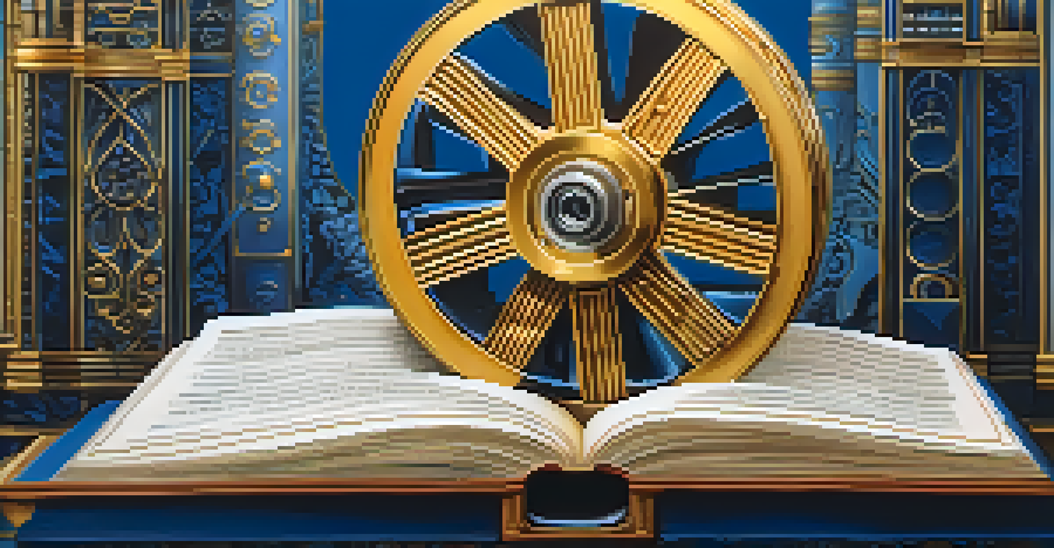 A creative illustration of a film reel and an open book, blending together with characters from different stories.