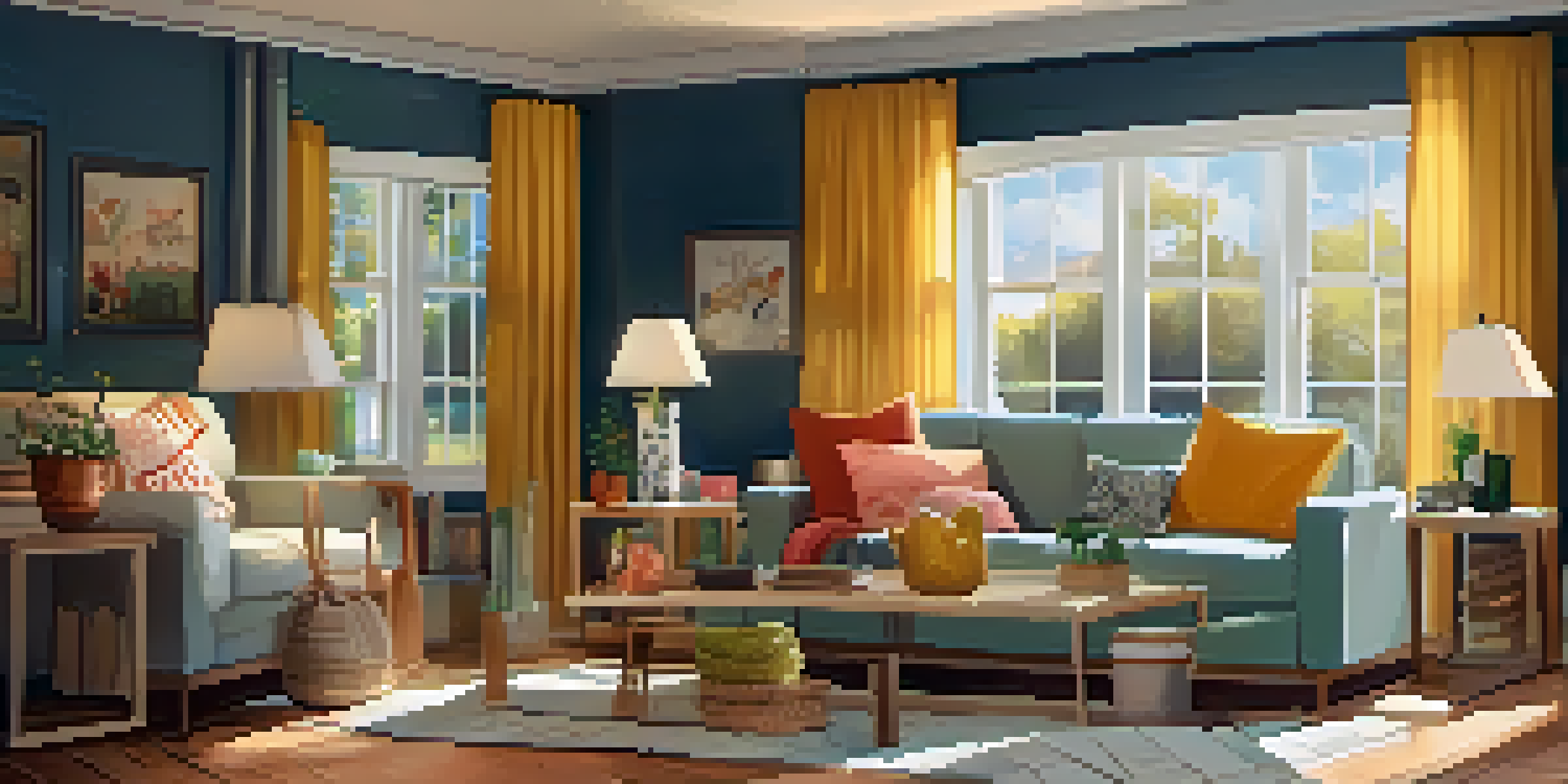 A family of four playing a game in a cozy living room, surrounded by family photos and a pet dog.