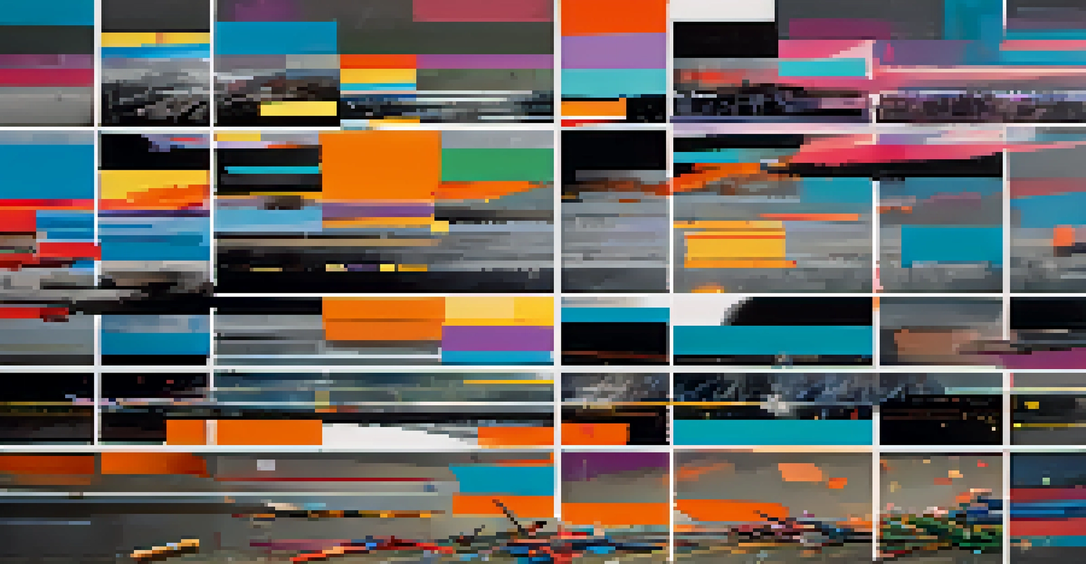 A vibrant montage illustrating various film editing techniques like jump cuts and match cuts.