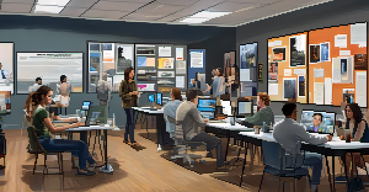 Actors in a modern workspace discussing contracts and creative projects related to the Screen Actors Guild in the digital age.