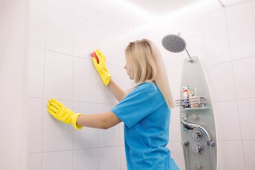cleaning bathroom