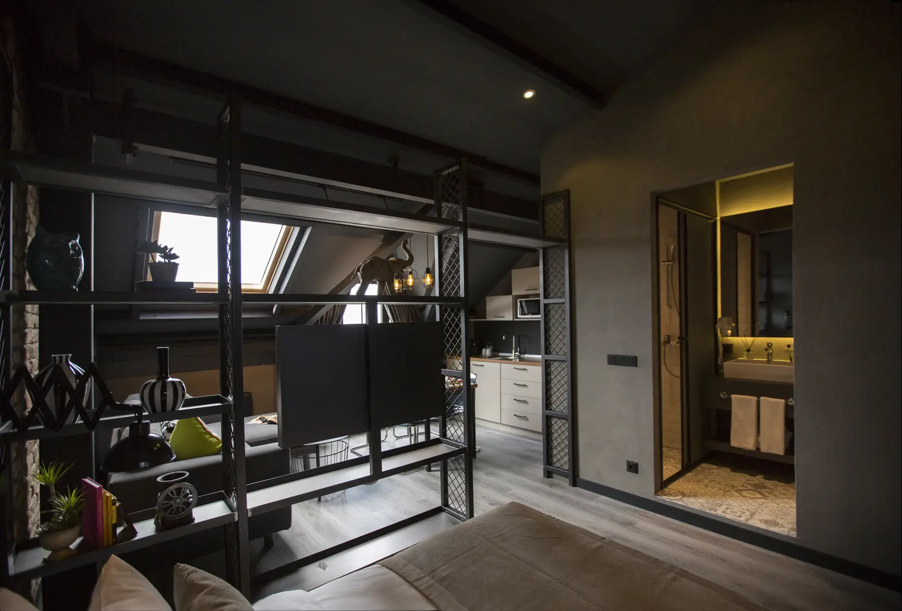 CITYLOFT 161 Penthouse: Yaşam alanı ve banyo girişi