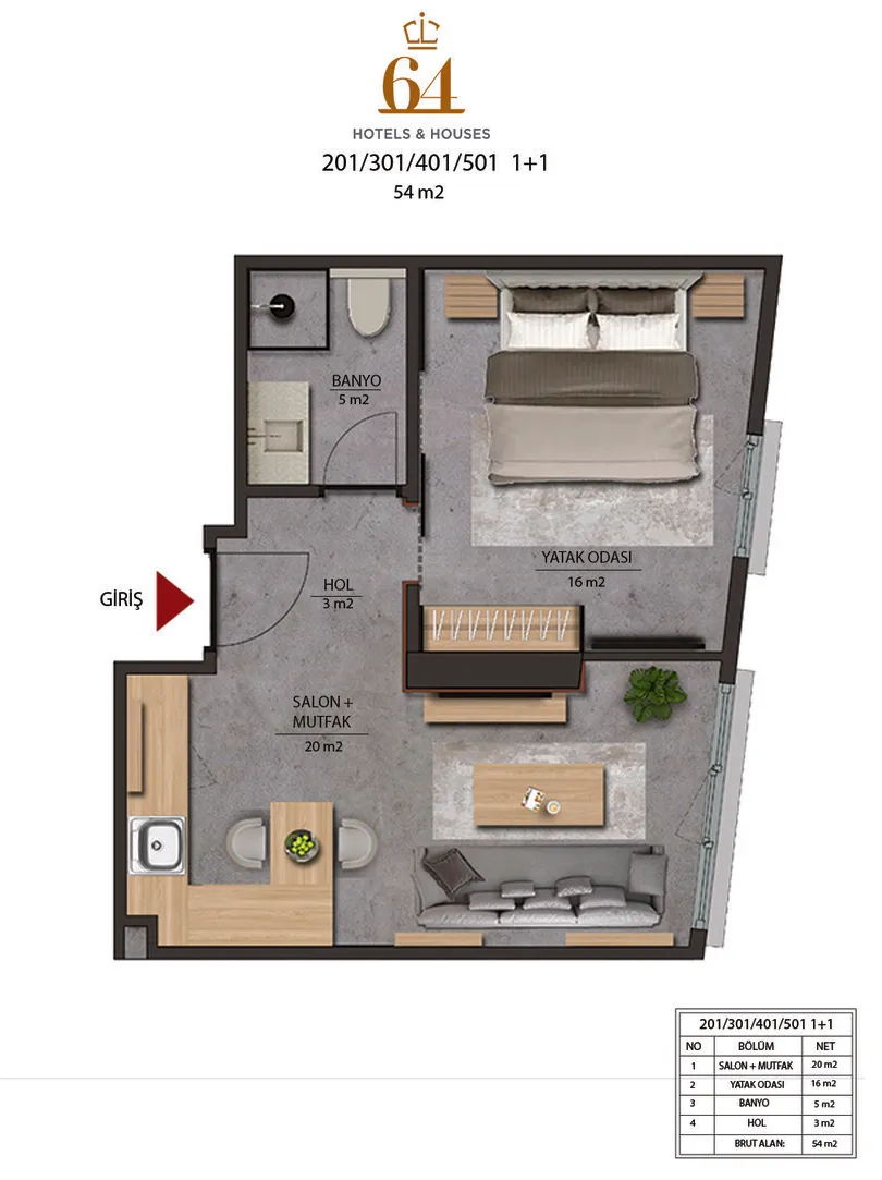 CITYLOFT 64 Garden Studio: Daire kat planı