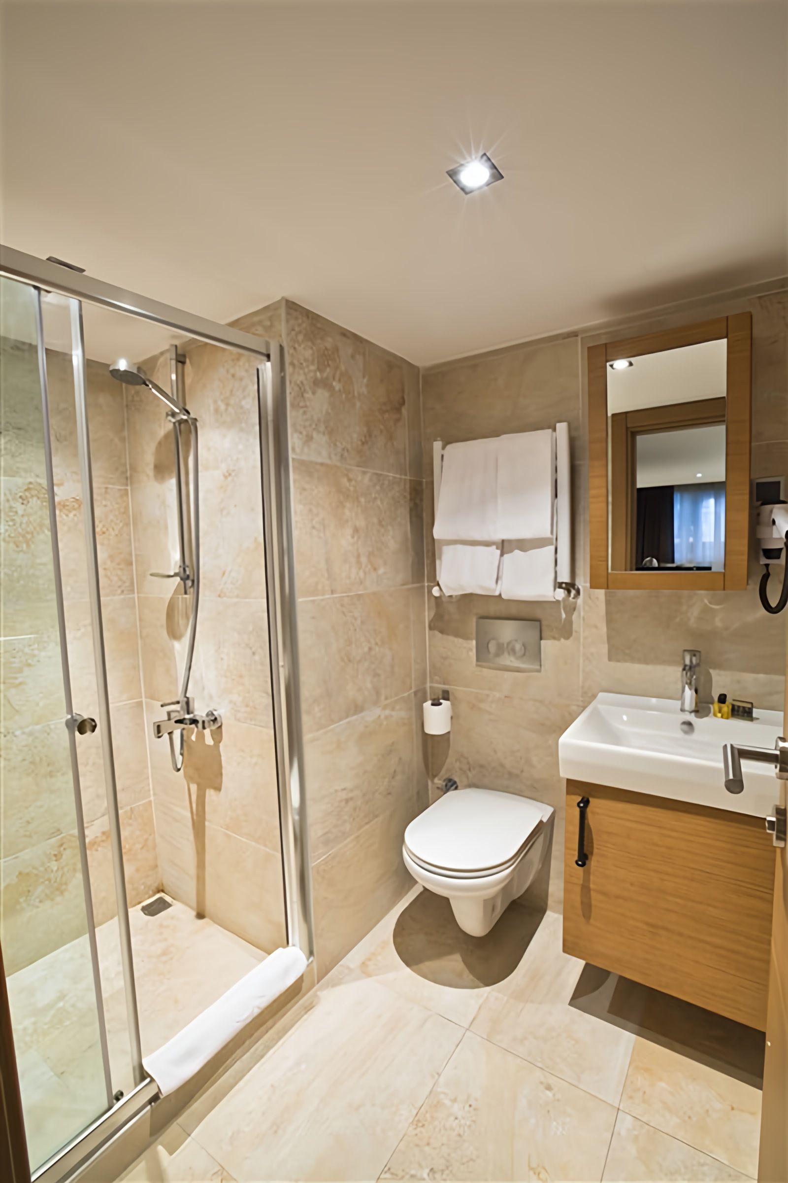CITYLOFT 36 Loft Suite: Cam duş kabini, lavabo ve klozet