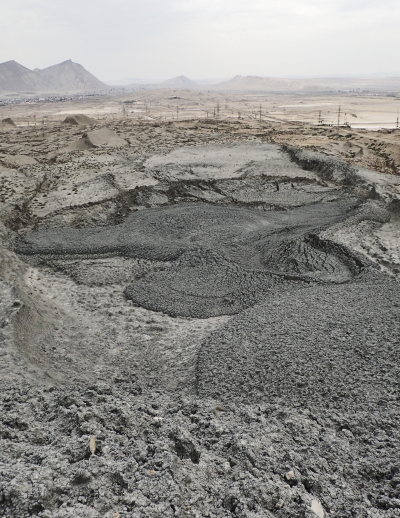 Panoramic view of the mud flow at Lokbatan mud volcano, Azerbaijan. Photo by A. Mazzini.