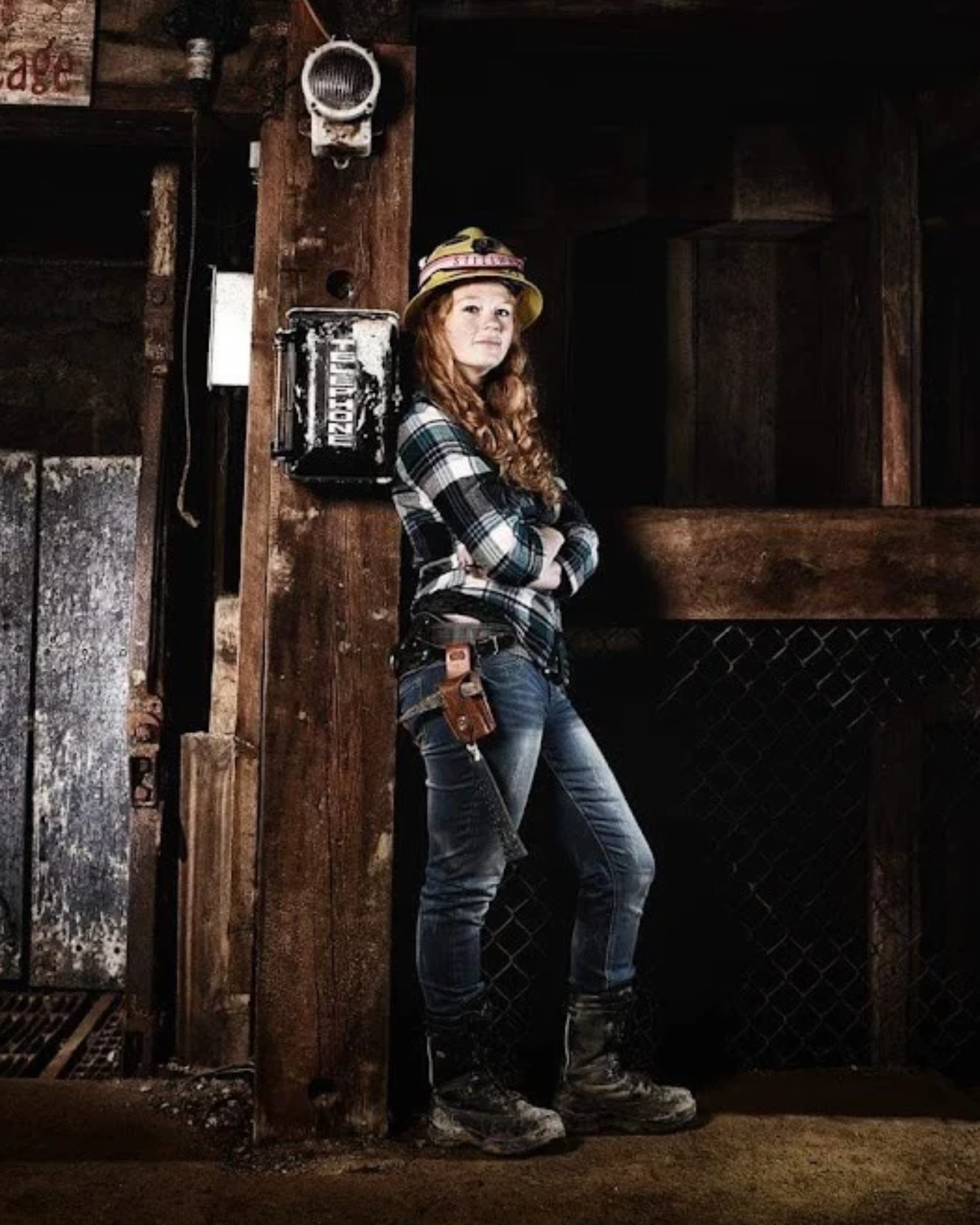 Image of Jess posing in a mineshaft