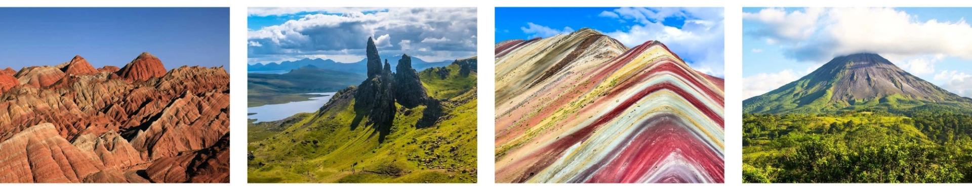 Long landscape photo collage of scenic geological sites
