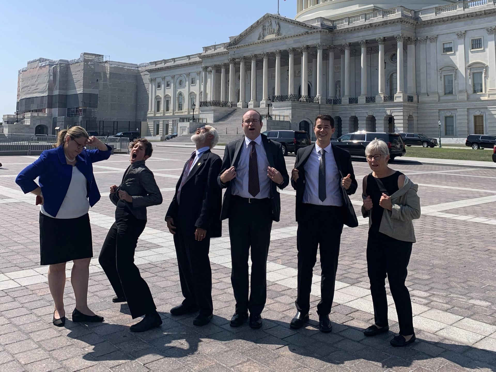 GSA geoscientists funny group picture in front of Capitol on Congressional Visits Day