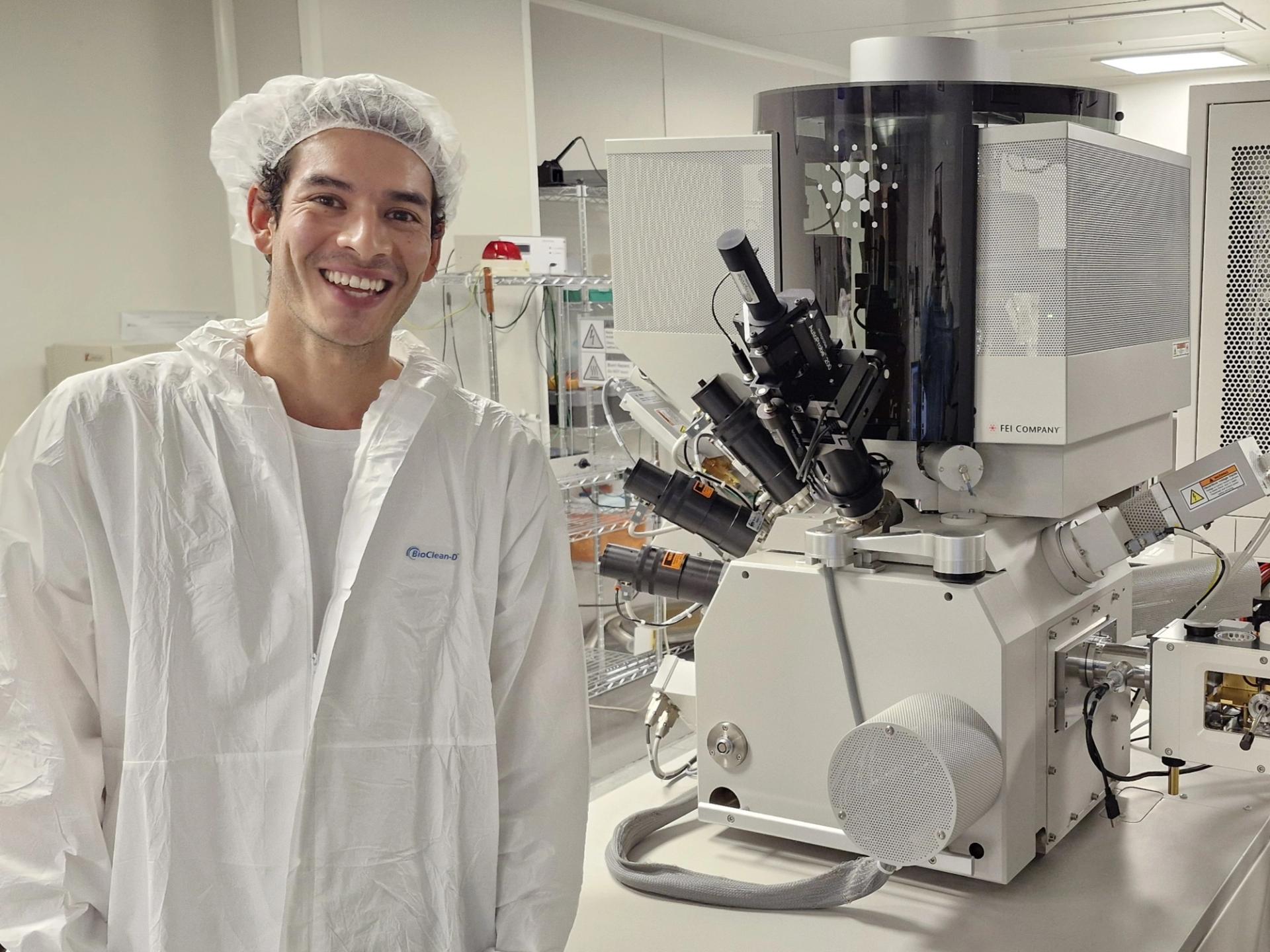 Photo of GSA Graduate Student Research Grant Recipient conducting research in the lab