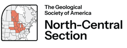 GSA North-Central Section logo featuring a line drawing of North America and the North-Central region in red with the text ‘The Geological Society of America – North-Central Section.