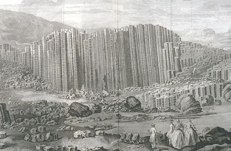 lithograph depicting the Giant’s Causeway
