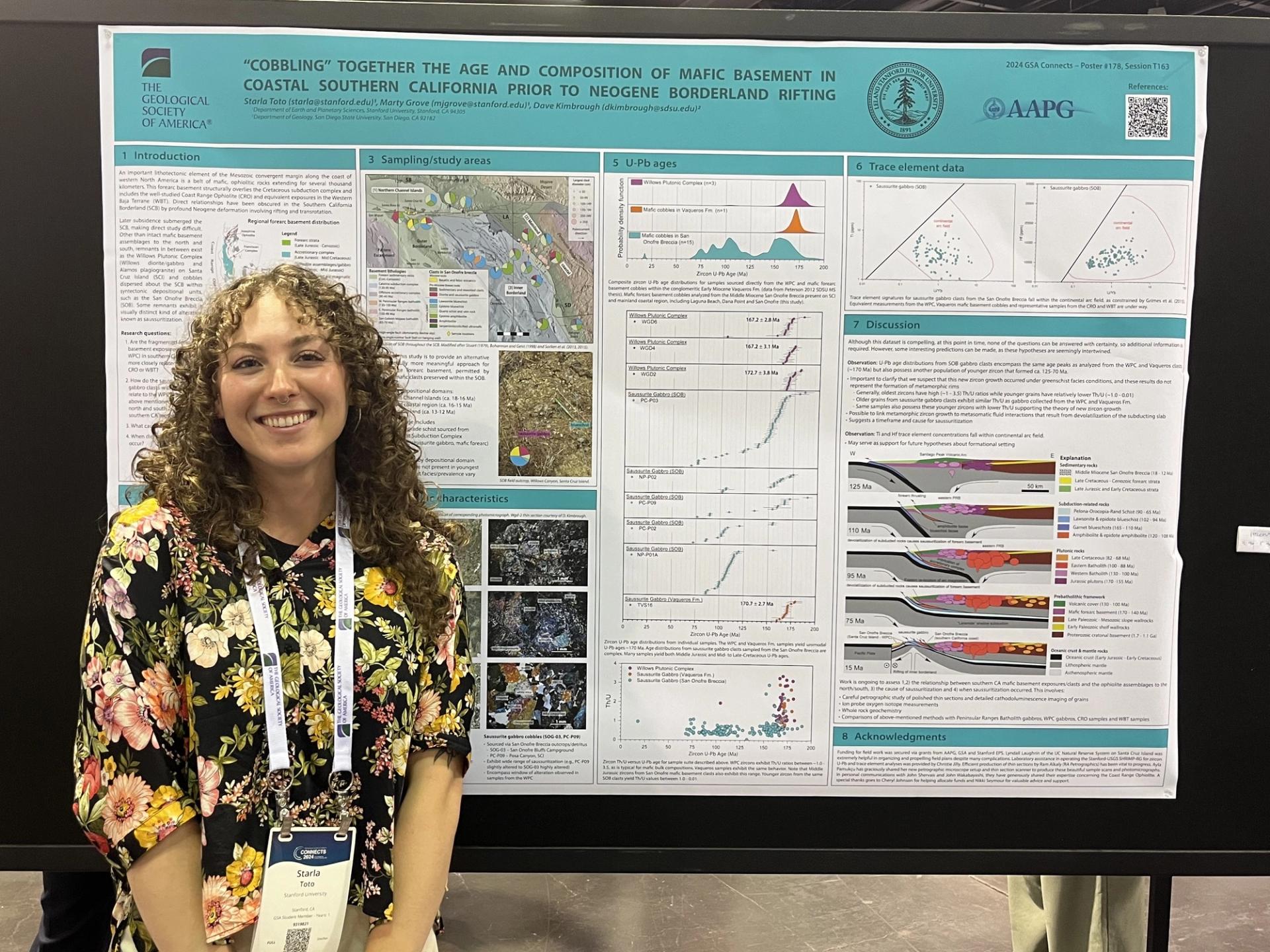 Photo of GSA Graduate Student Research Grant Recipient presenting geoscience research at GSA meeting