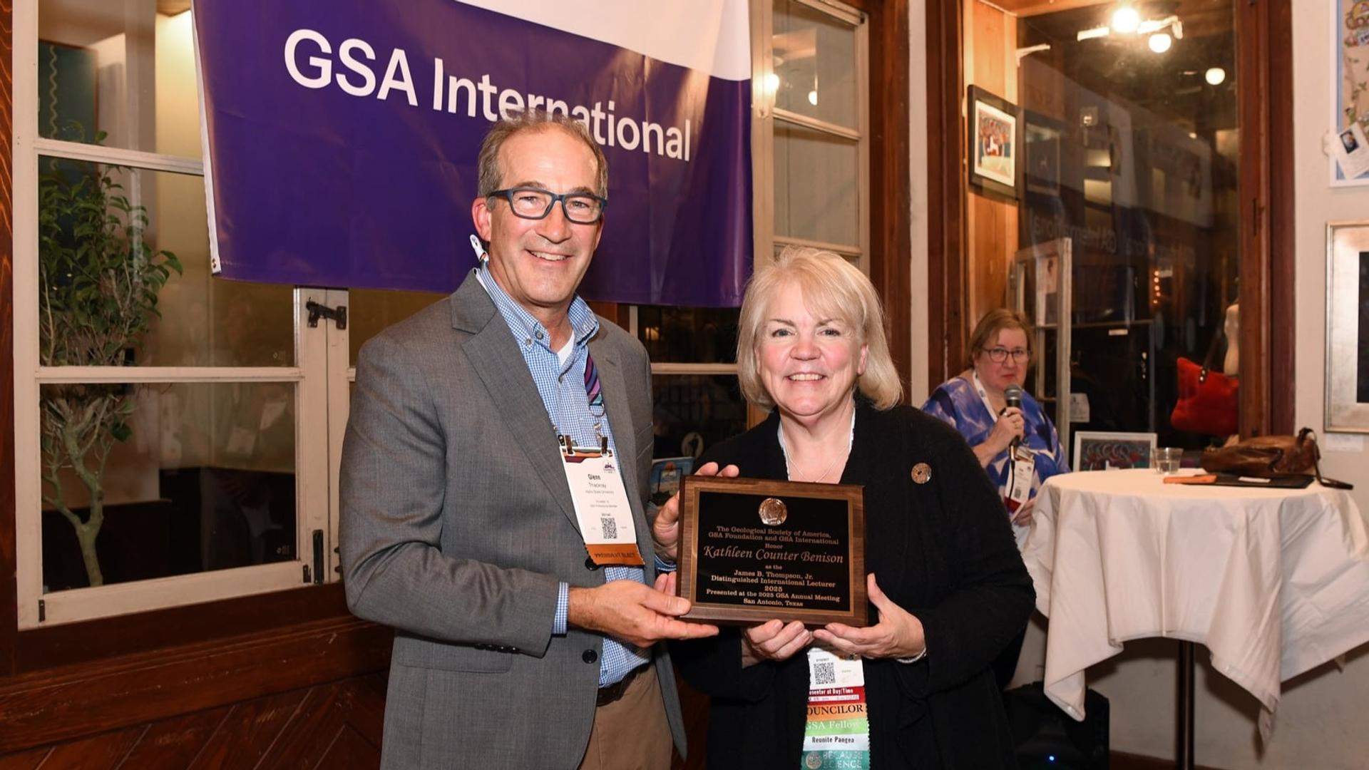 Thompson International Lectureship Kathy award photo
