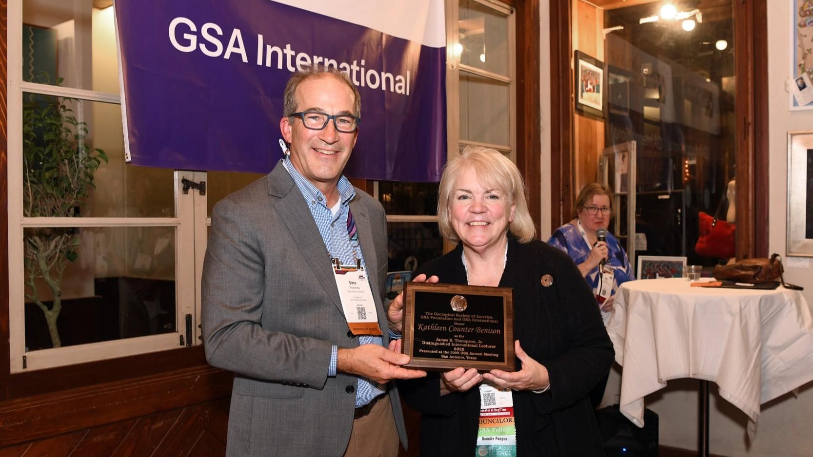 Thompson International Lectureship Kathy award photo
