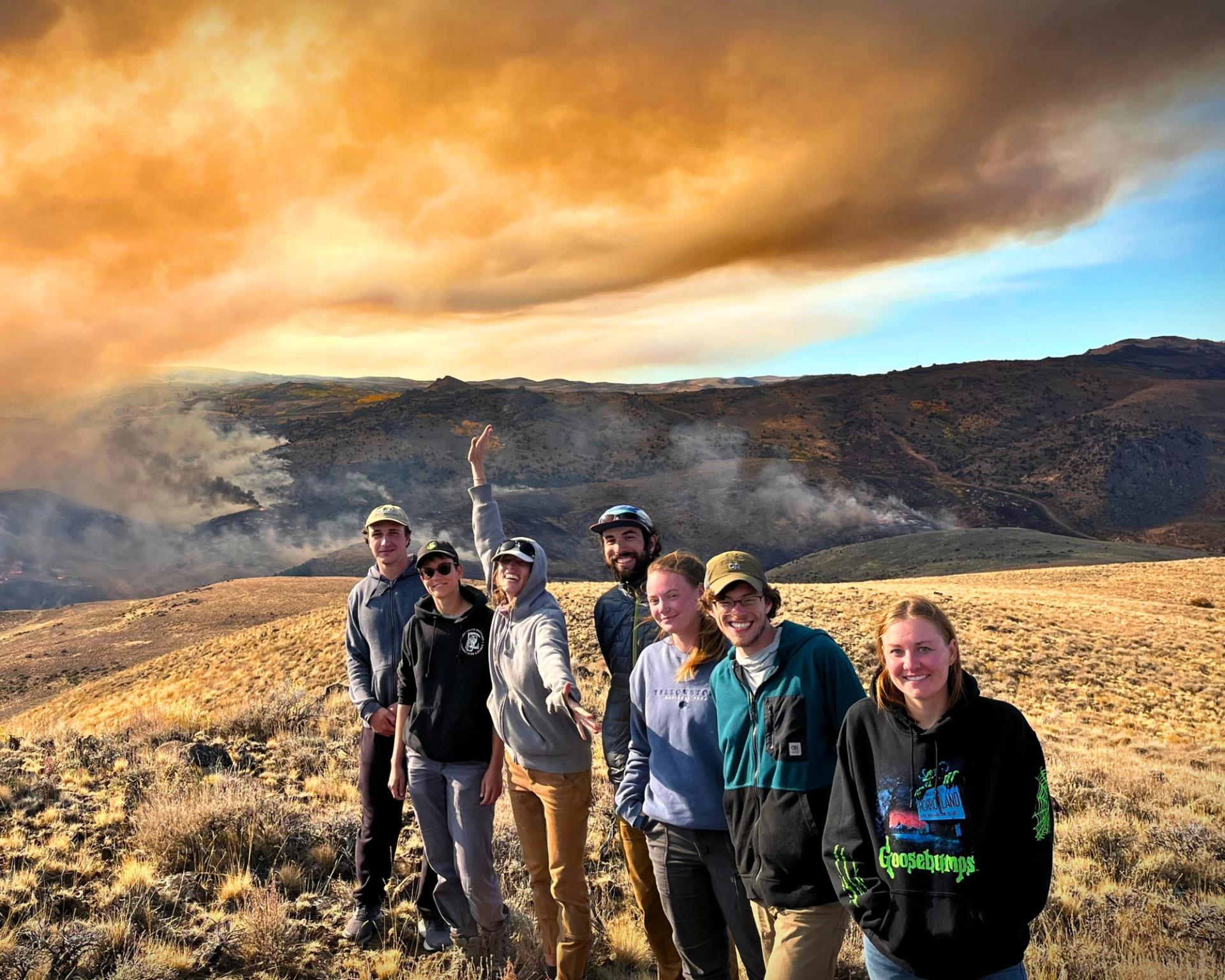 GSA Graduate Student Research Grant Recipients in the field with scenic mountains in the background
