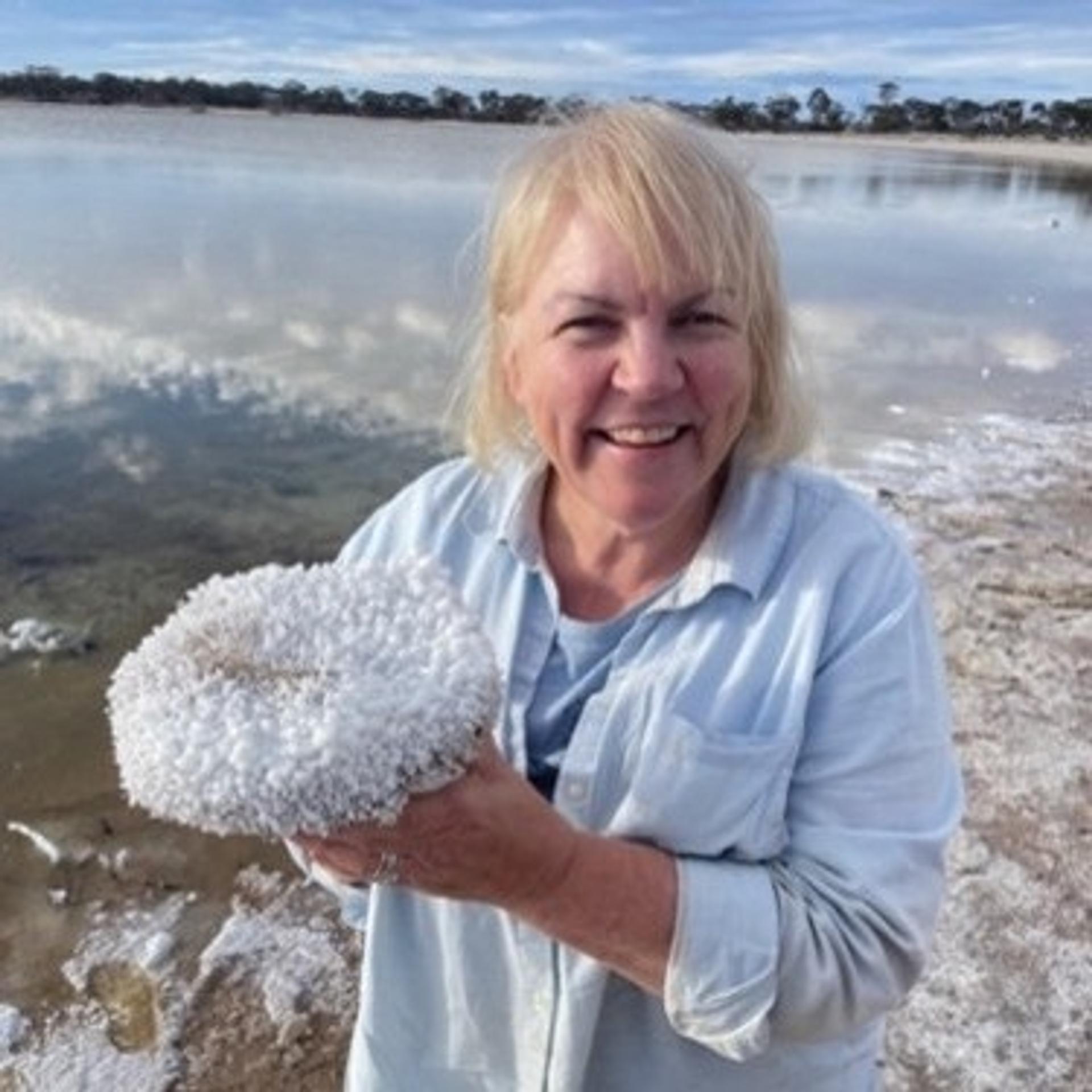 Kathy Benison in the field on her international Thompson Lecture Tour