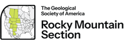GSA Rocky Mountain Section logo featuring a line drawing of North America and the Rocky Mountain region in light green with the text ‘The Geological Society of America – Rocky Mountain Section.