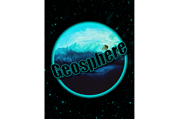 Journal cover with “Geosphere”, glowing sphere, and aerial image of water.