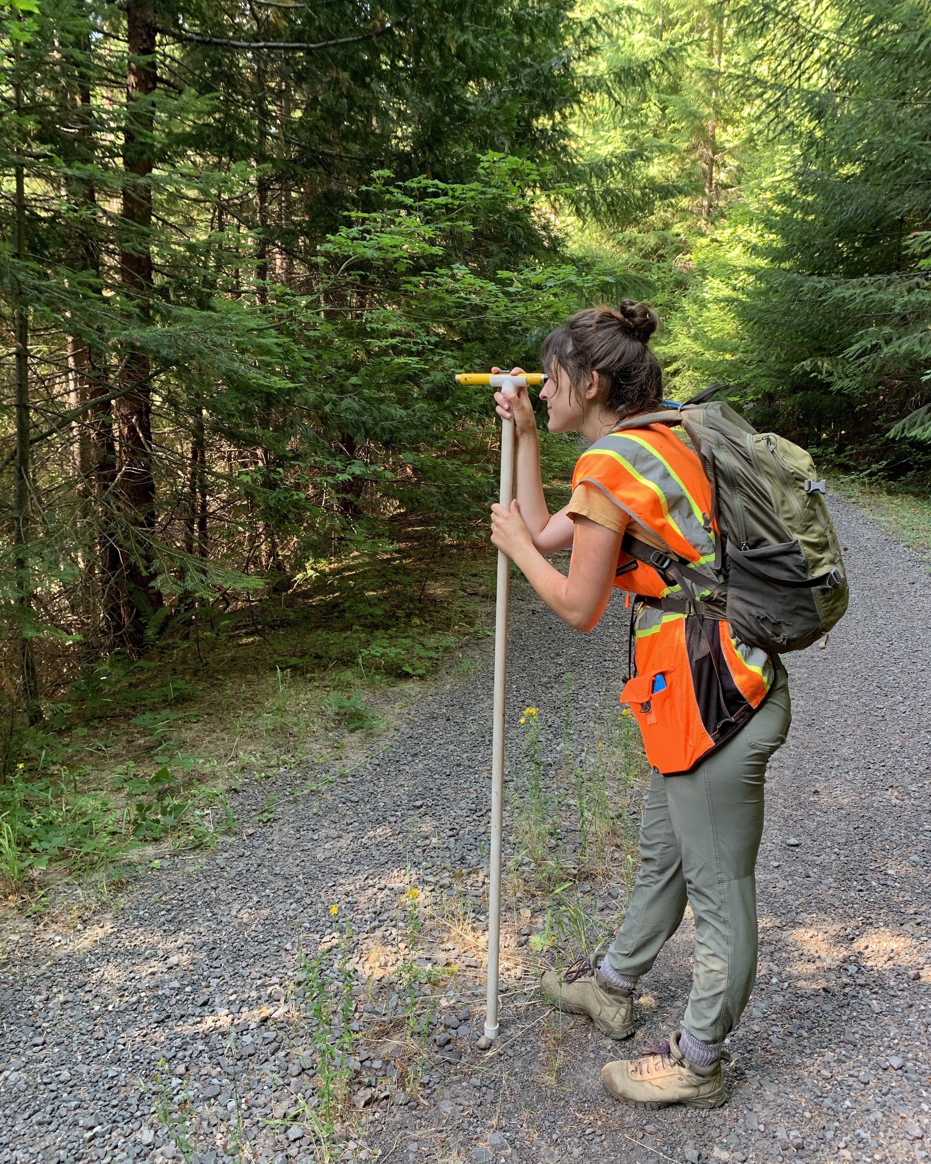 Photo of GeoCorps Participant taking measurement in the field