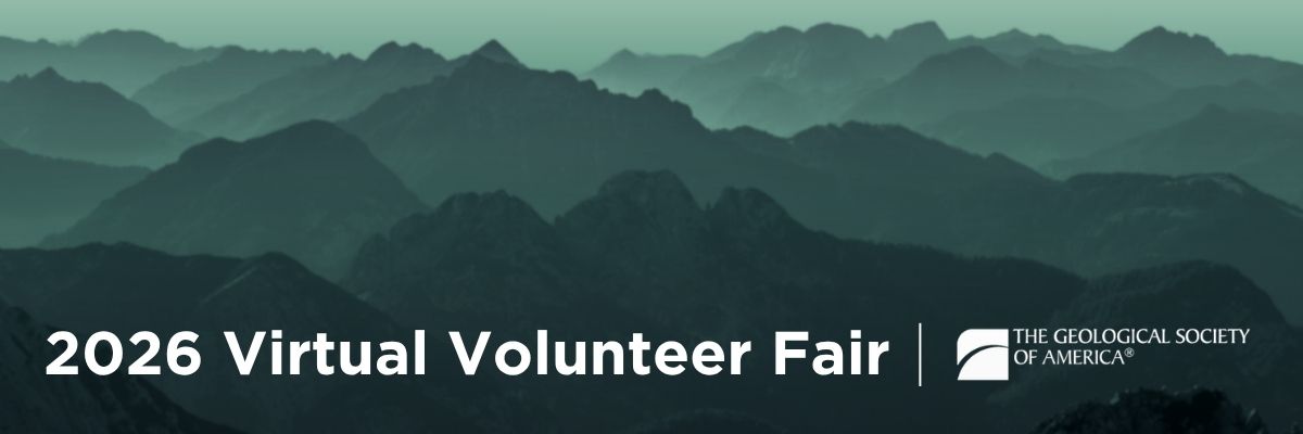Image with mountains in background along with a GSA Logo and the text "2026 Virtual Volunteer Fair"