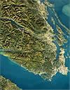 An illustration of a Victoria, British Columbia from the air