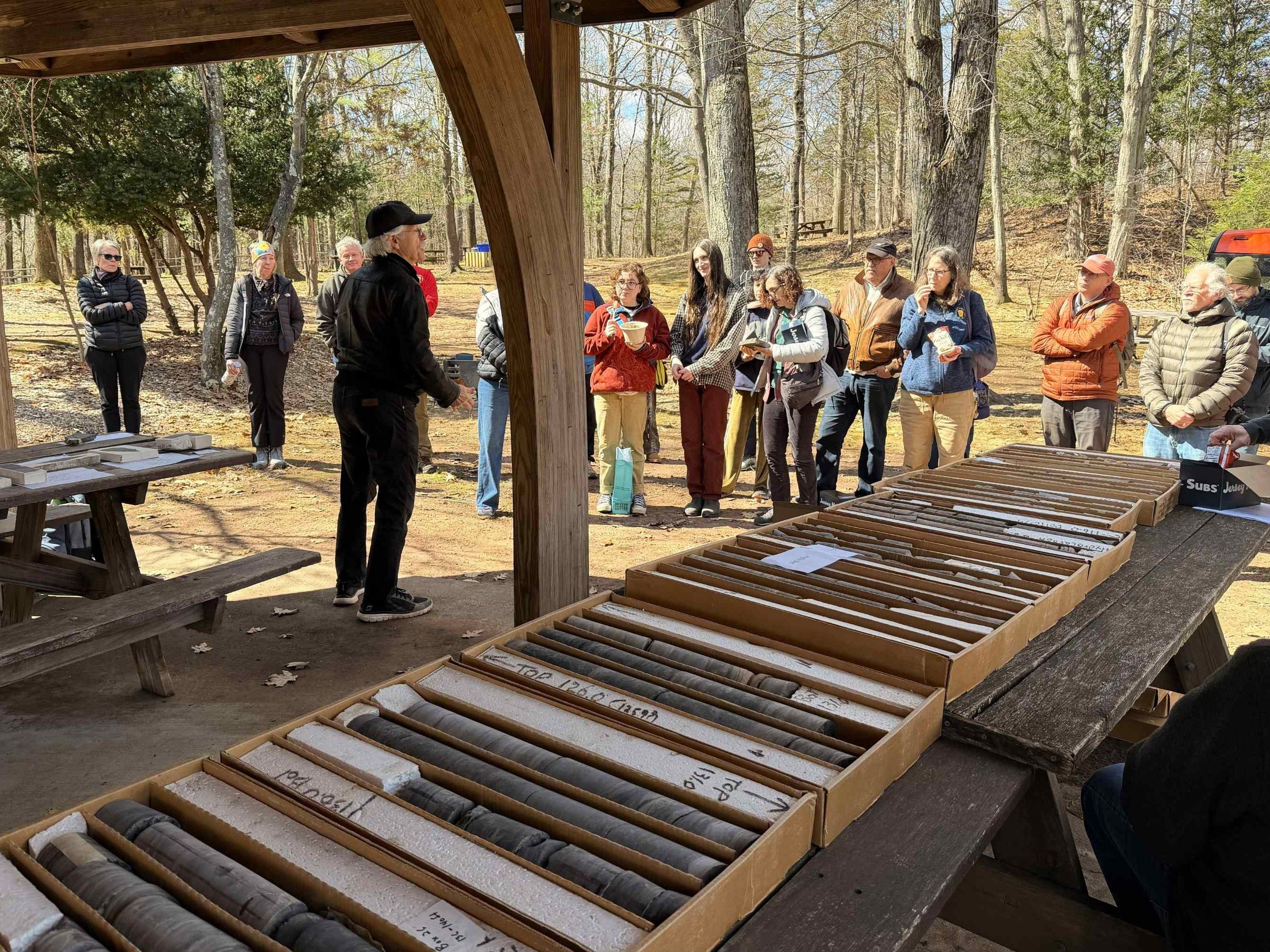 GSA participants learning about geologic core samples